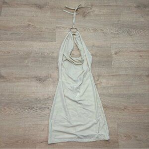 NWT Murci Cream Halter Bodycon Scoop Neckline Mini Sleveless Dress Women’s 4